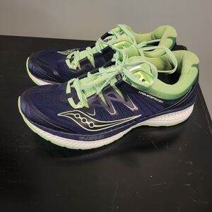 Saucony Women's Navy and Lime Sneakers